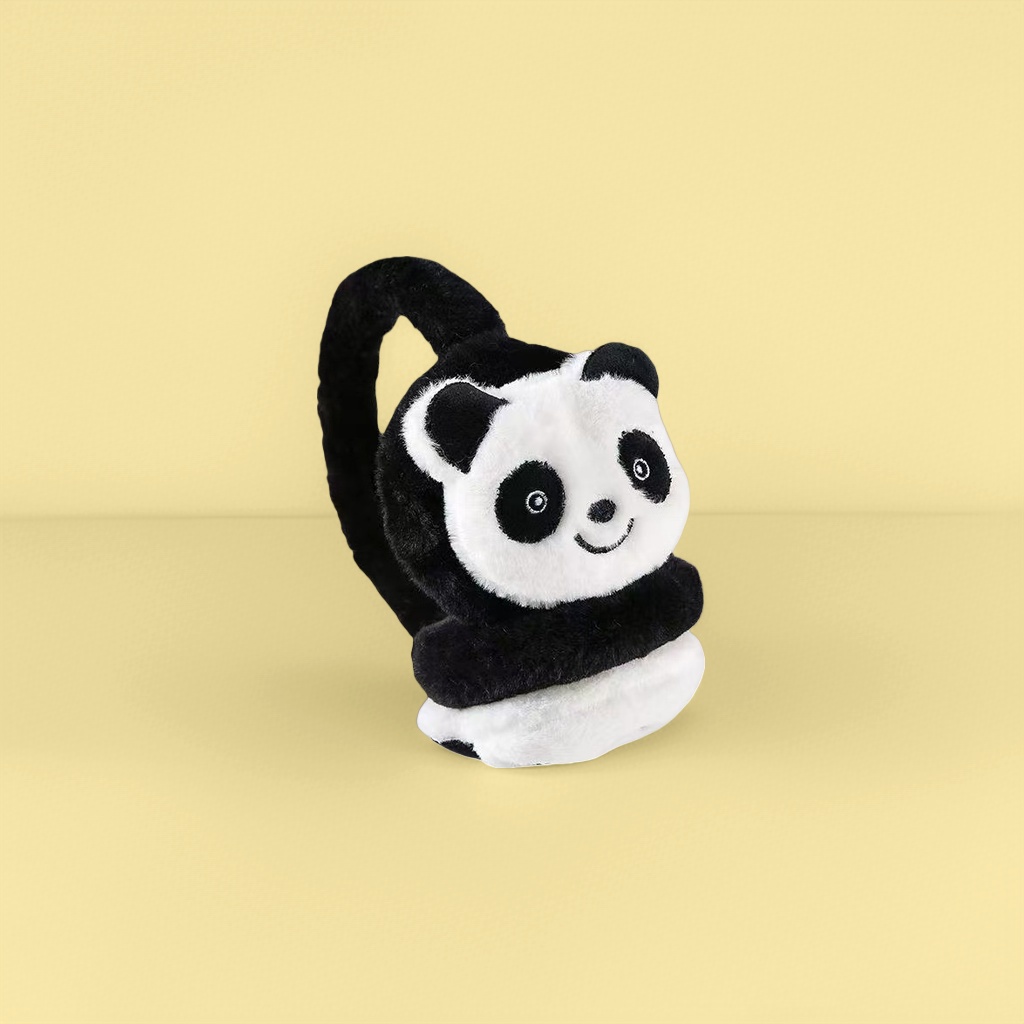 Cute plush panda-shaped ear cups