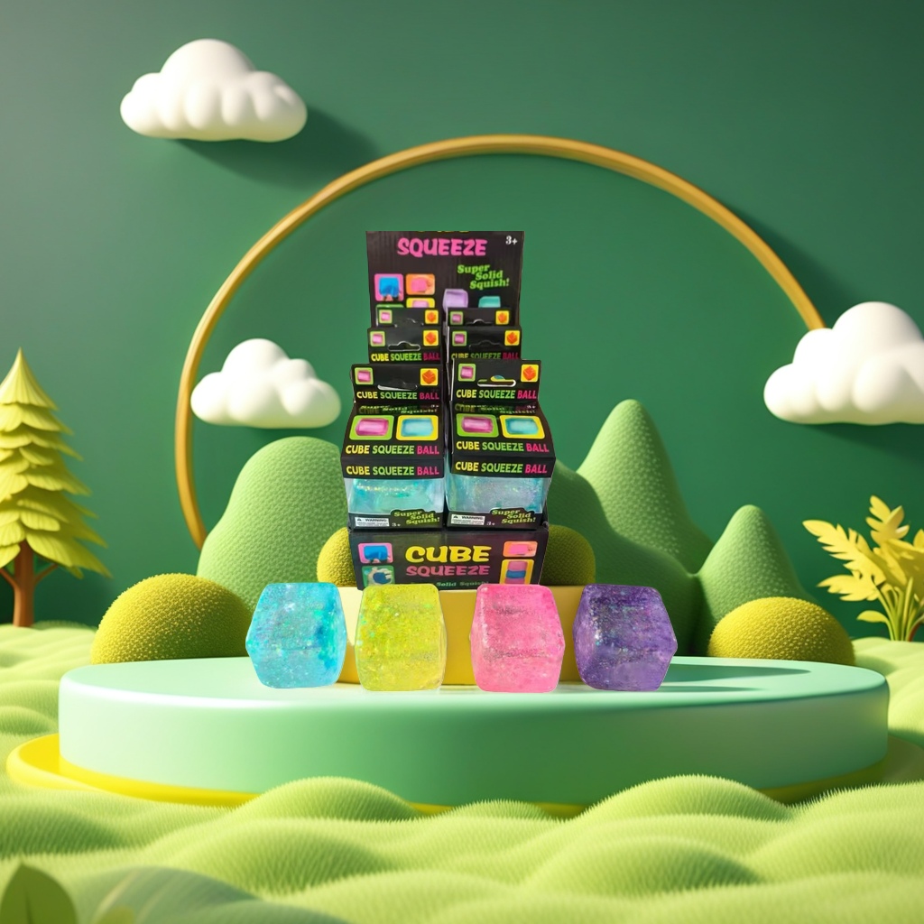 彩色立方体挤压球+Cube Squeeze Ball玩具产品图