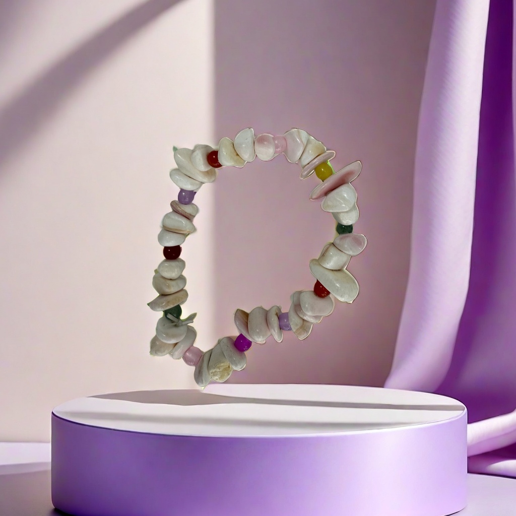Colorful shell bracelet with round and colorful beaded jewelry, a fashionable accessory suitable for both men and women details Picture