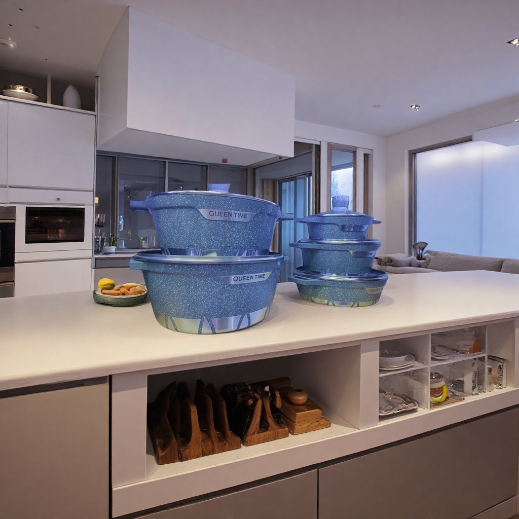 Blue-spotted texture non-stick cookware, multi-functional household woks, frying pans and stewing pans