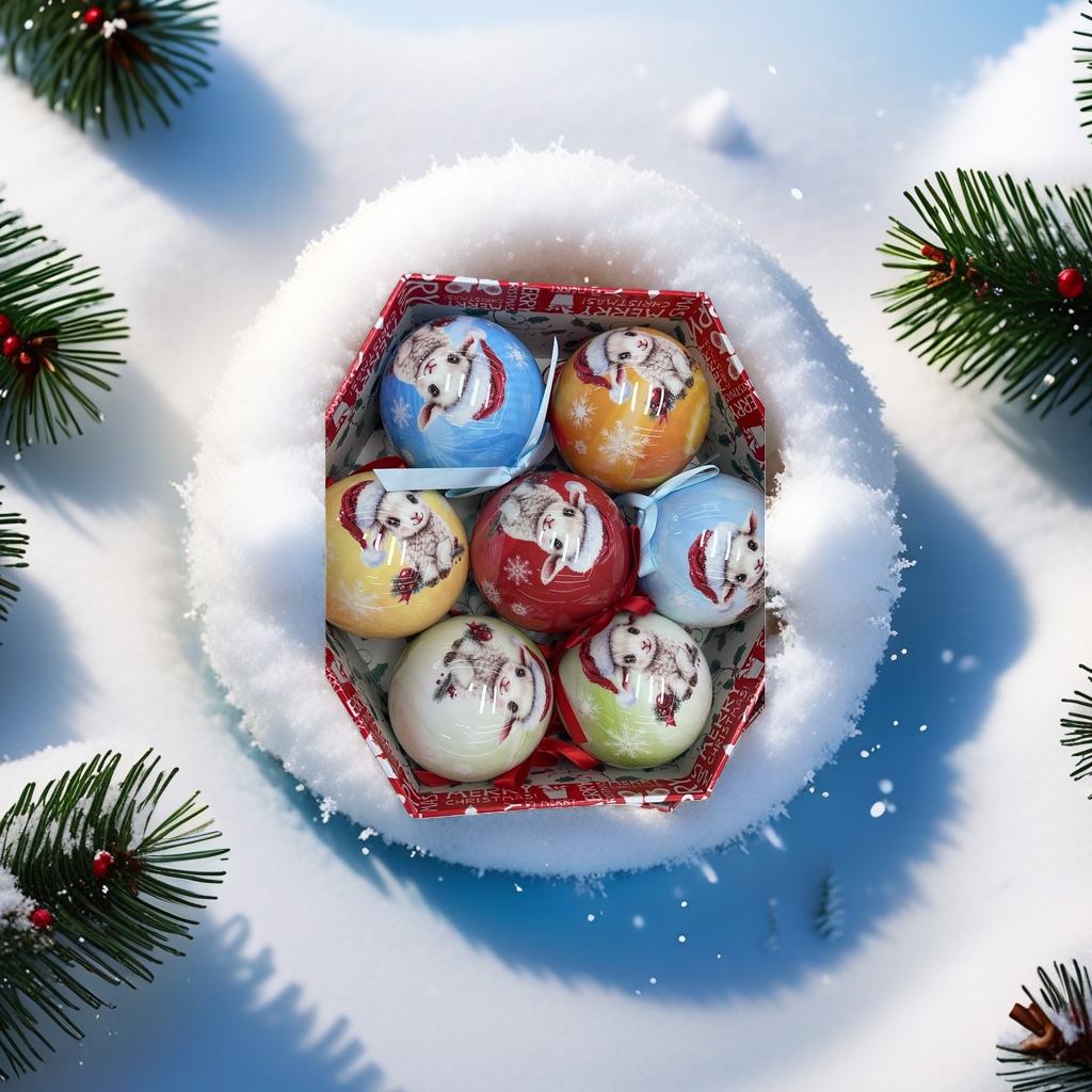 Christmas decorative ball rabbit patterned colorful glass ball festival hanging decoration thumbnail