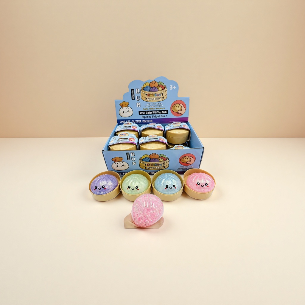 Colorful steamed bun-shaped extrusion and stress-relieving toys, cute soft rubber kneading fun children's educational toys