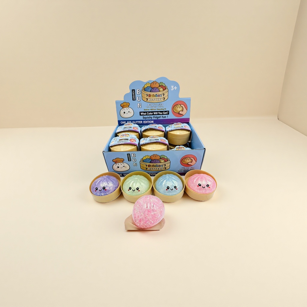 Colorful steamed bun-shaped extrusion and stress-relieving toys, cute soft rubber kneading fun children's educational toys details Picture