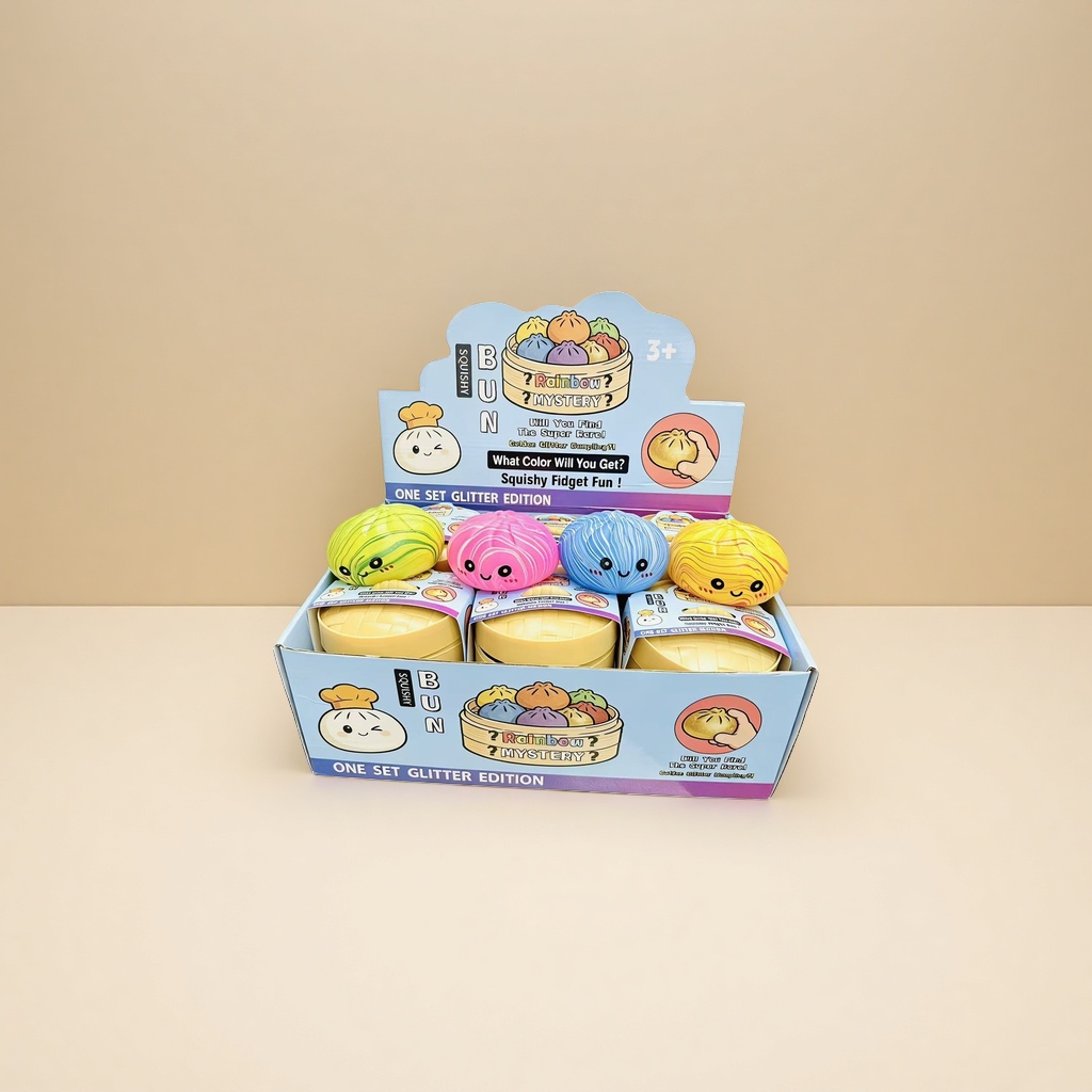 A cute soft rubber slow-rebound educational toy in the shape of colorful buns, squeezing and relieving pressure Application Scenario