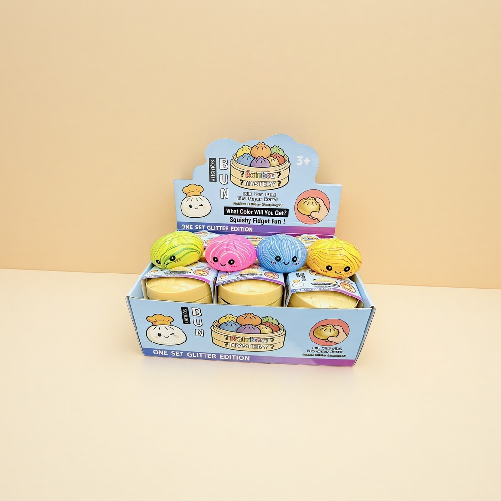 A cute soft rubber slow-rebound educational toy in the shape of colorful buns, squeezing and relieving pressure details Picture