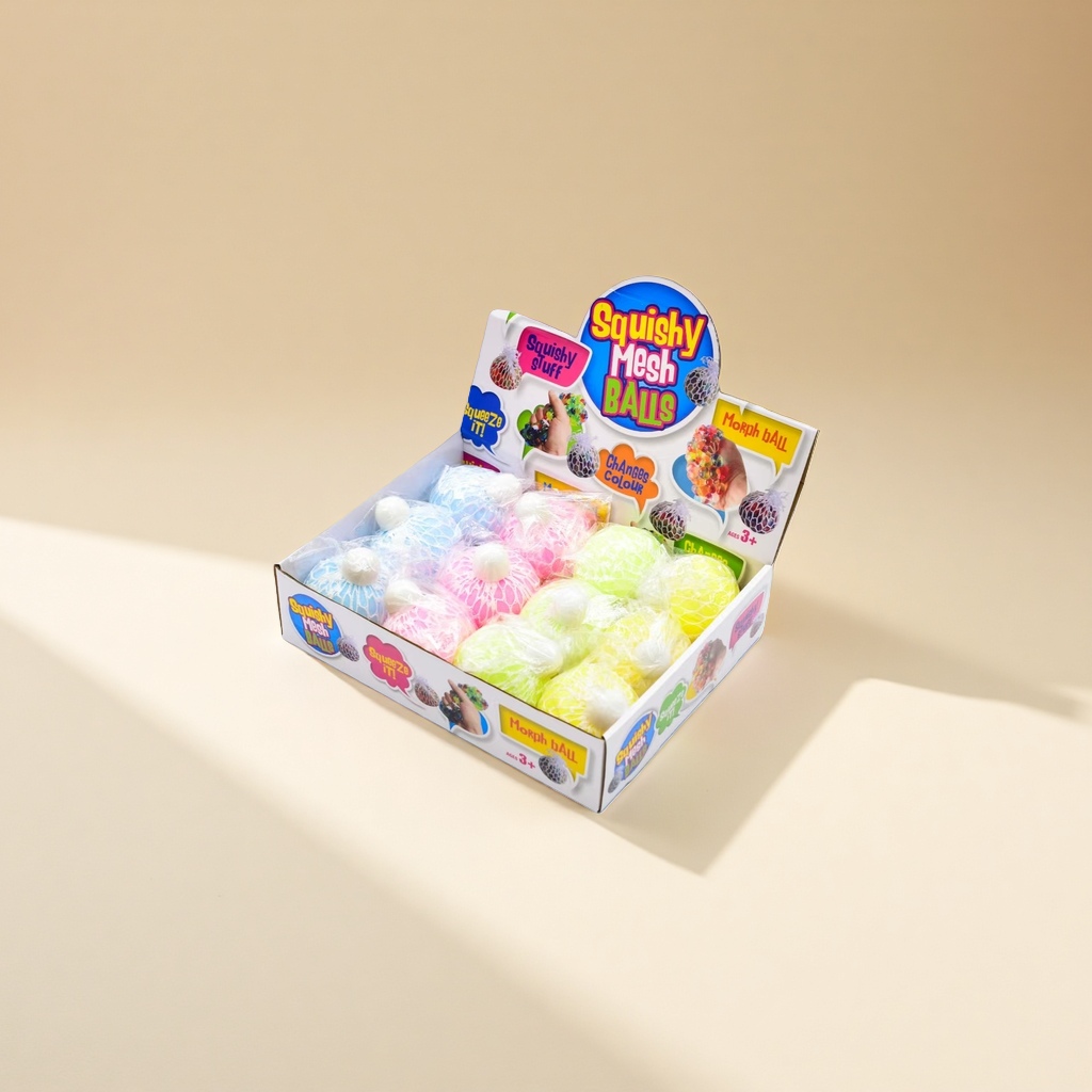 Squishy Mesh Balls stress-relieving toys: Elastic mesh balls are soft and can be squeezed