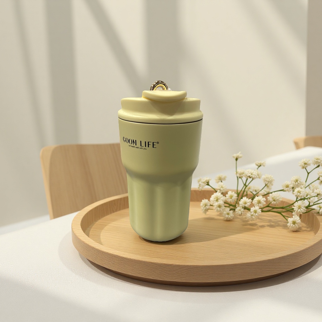 Yellow insulated cup, 304 stainless steel vacuum insulated portable water cup, 500ml details Picture