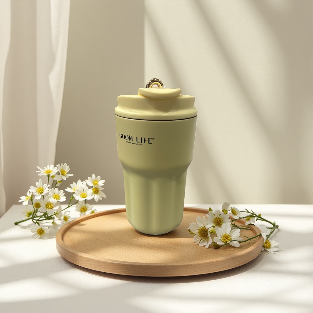 Yellow insulated cup, 304 stainless steel vacuum insulated portable water cup, 500ml