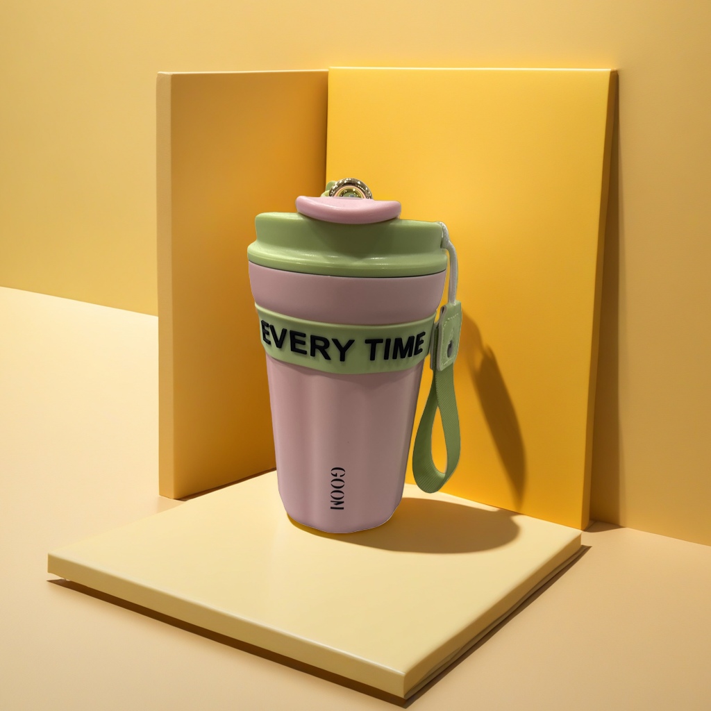 Pink insulated cup, 304 stainless steel vacuum insulated portable water cup, 500ml