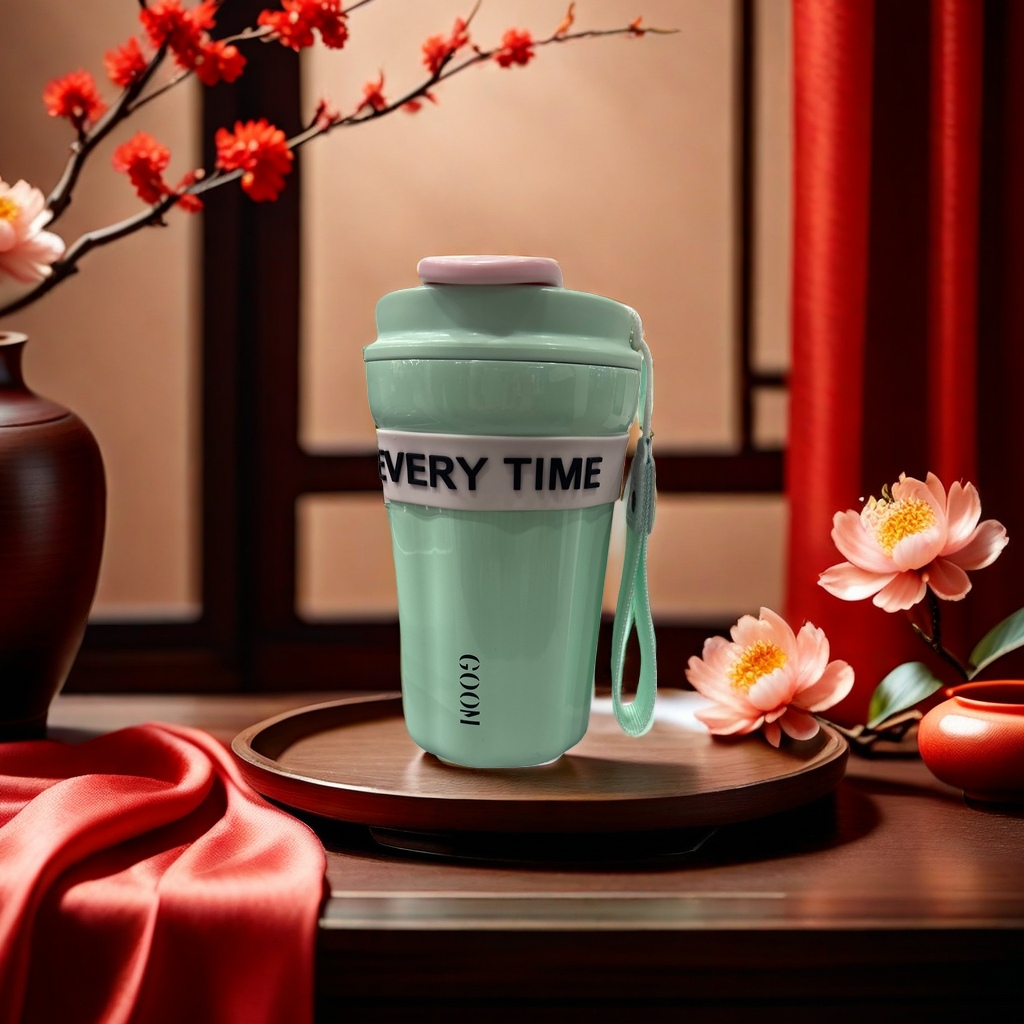 The main body of the green insulated cup is a stainless steel vacuum insulated portable water cup details Picture