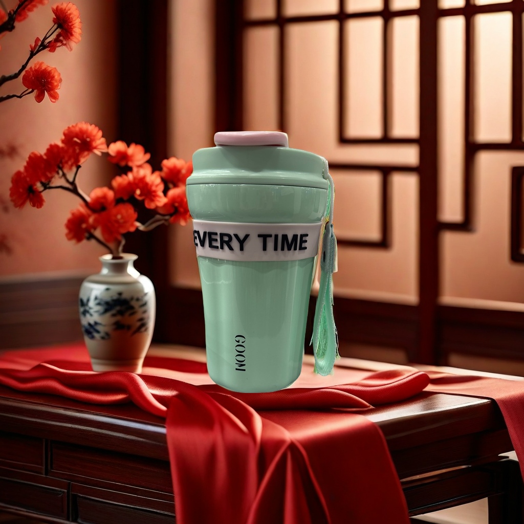The main body of the green insulated cup is a stainless steel vacuum insulated portable water cup Specification image