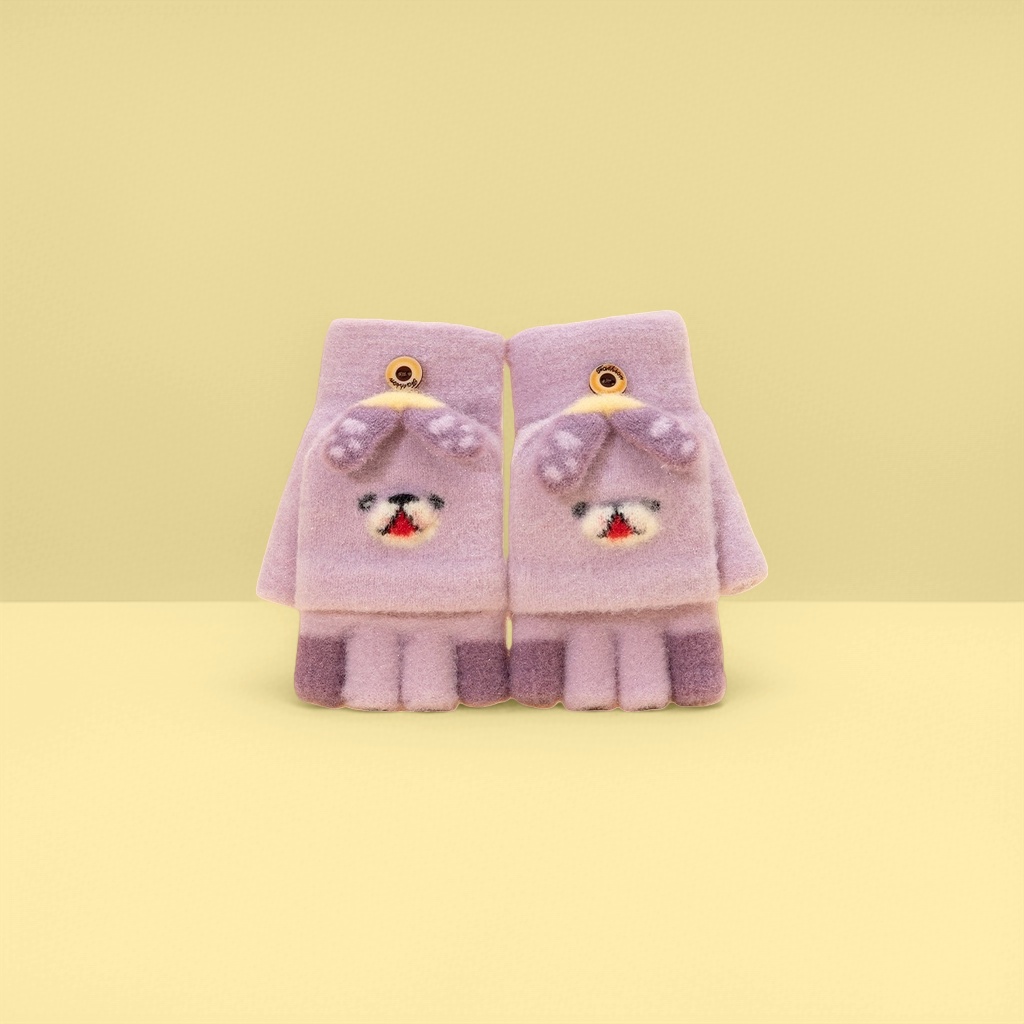 Thickened plush gloves for warm children's autumn and winter knitted gloves details Picture