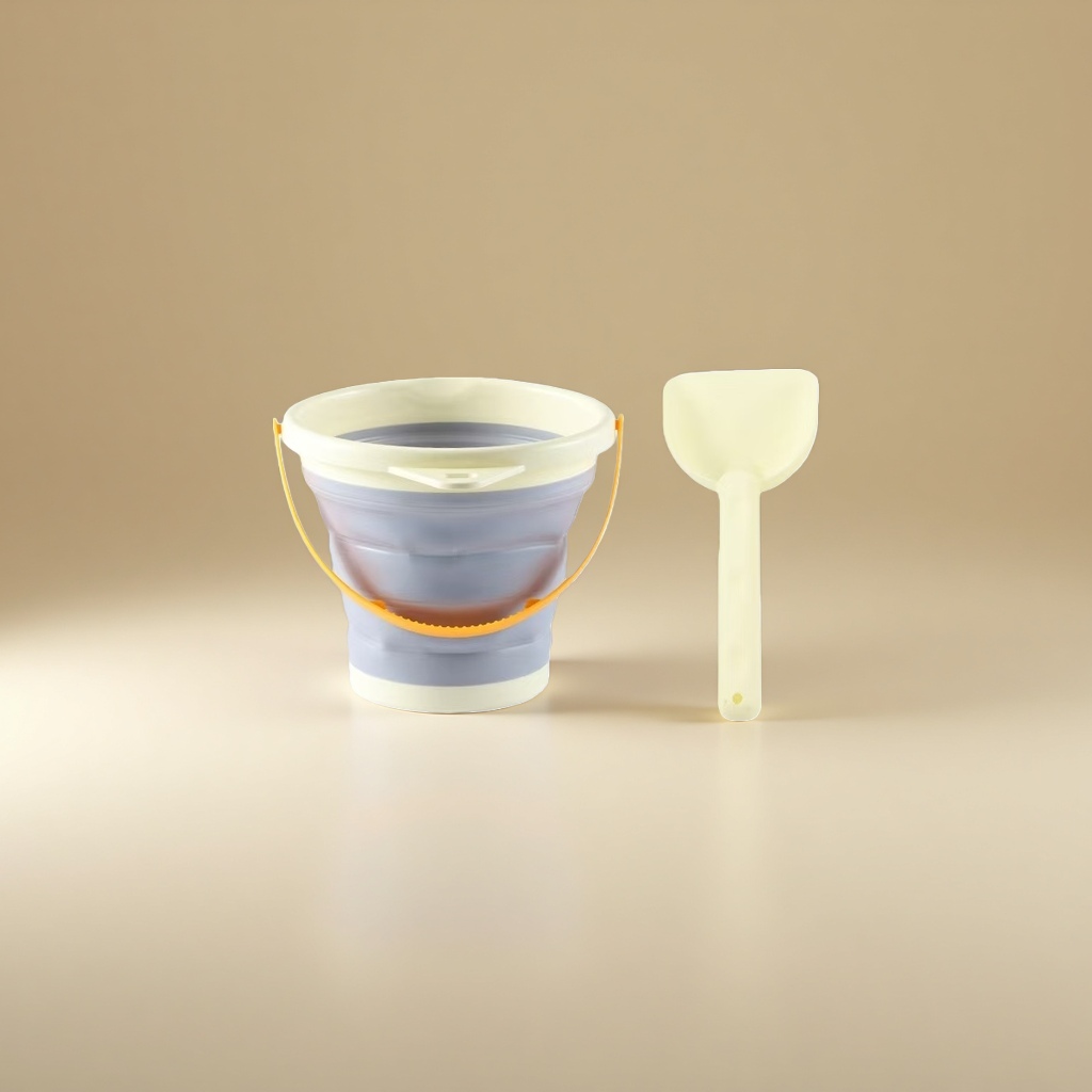 2-Piece Beach Bucket 折叠沙滩桶和铲子 儿童玩沙套装产品图