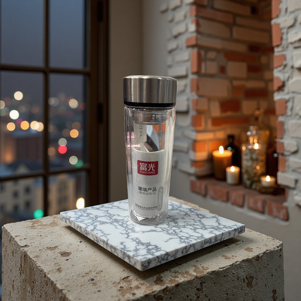 Fuguang transparent double-layer glass water cup, heat-insulating, anti-scald, fashionable and simple home and office cup Specification image