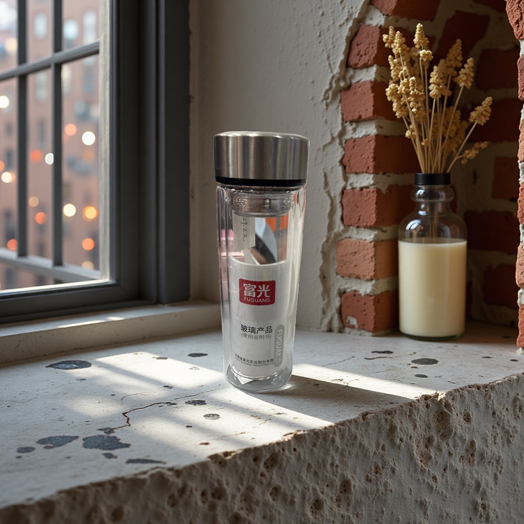 Fuguang transparent double-layer glass water cup, heat-insulating, anti-scald, fashionable and simple home and office cup