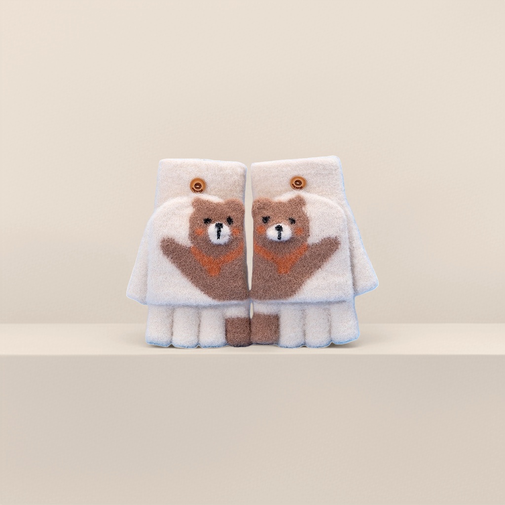 The plush toy bear-shaped gloves are cute, warm and suitable for children Specification image