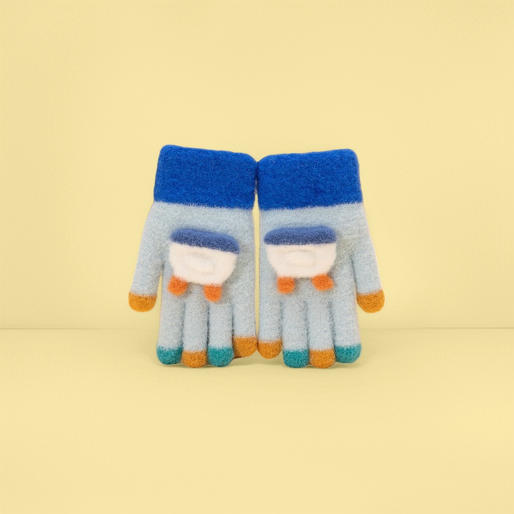 Plush gloves, thickened coral fleece, anti-slip, fingertip touch screen, suitable for both boys and girls
