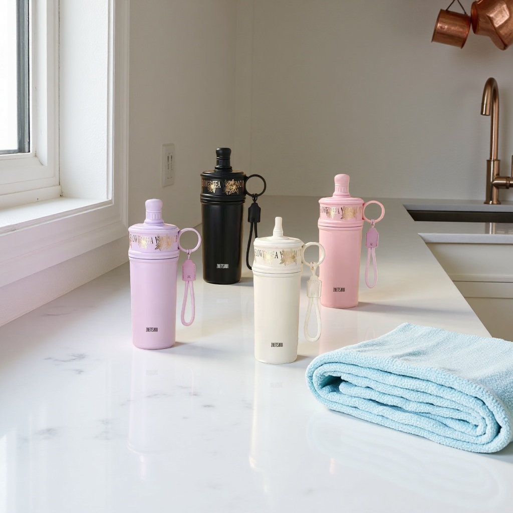 Wholesale of high-appearance ceramic inner liner insulated cups, women's light luxury portable straw cups, high-end double-drinking cups and gift water cups
