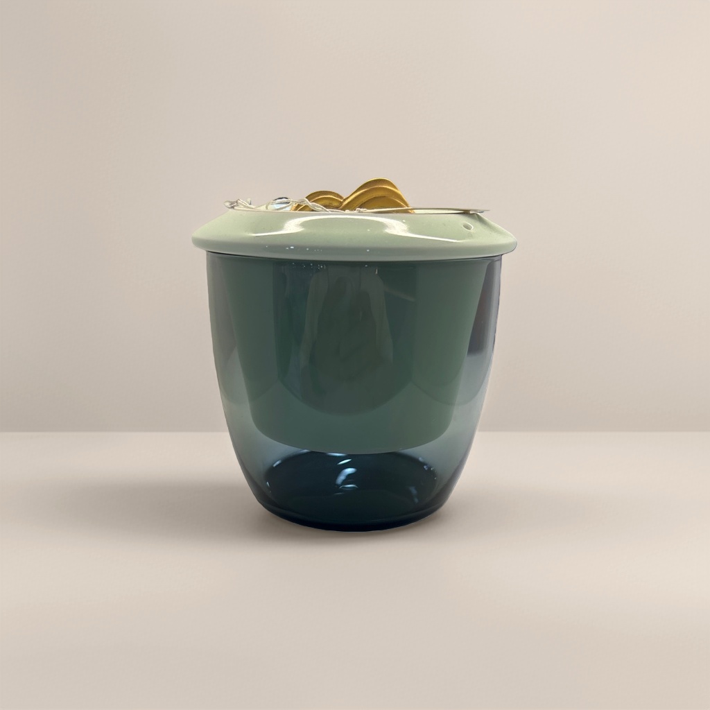 Green ceramic containers, home storage jars, kitchen seasoning bottles, tea cans, sealed and moisture-proof