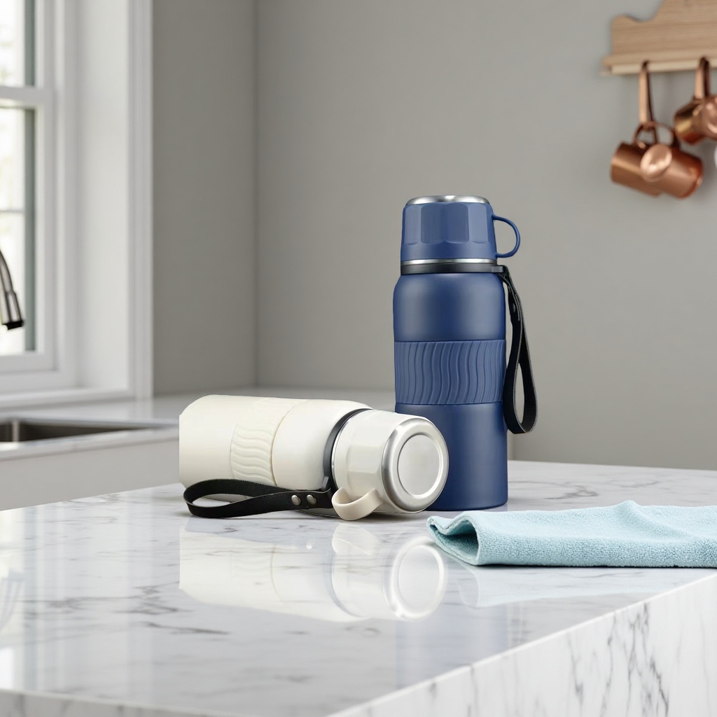 The green insulated cup features a lightweight and simple design, making it a portable water container for both office and home use Specification image
