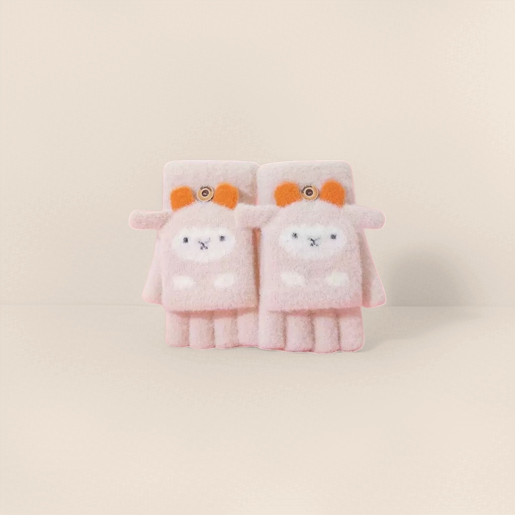 Cute cartoon rabbit-shaped children's plush gloves, warm and anti-slip, made of thickened cotton Application Scenario