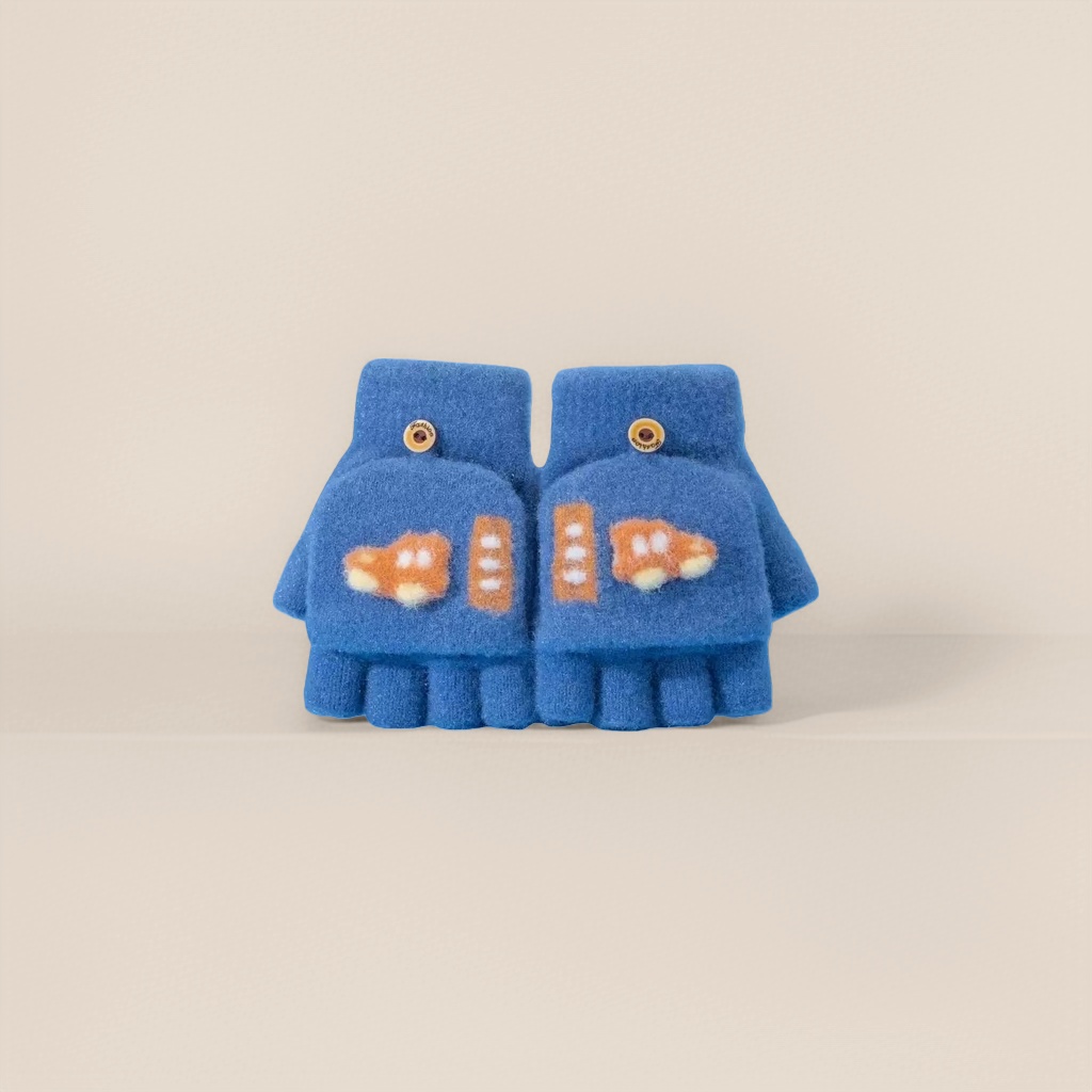 Orange children's mittens, warm and anti-slip, thickened cotton for autumn and winter Specification image
