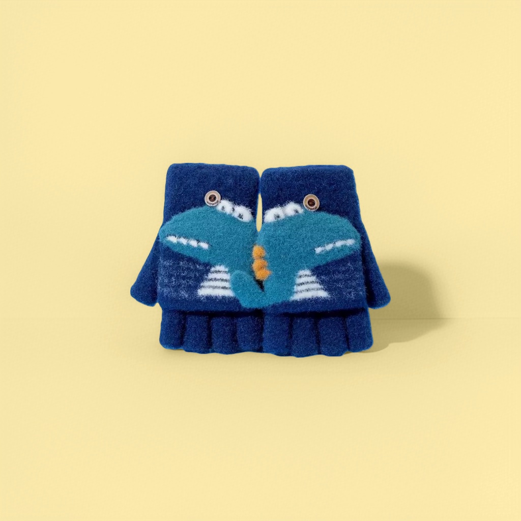Cartoon dinosaur-shaped children's warm gloves are cute and fun, anti-slip and thickened for autumn and winter details Picture