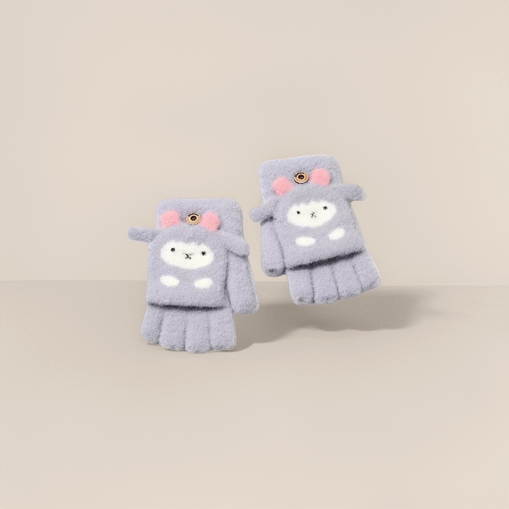Pink plush gloves for children, thickened for warmth in autumn and winter, cold-proof hand protection, touch screen Specification image