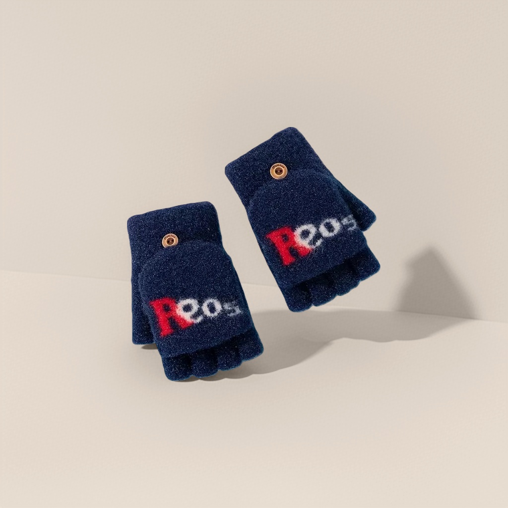 The grey plush fingerless gloves are warm, anti-slip and feature a fingertip touch screen design Specification image