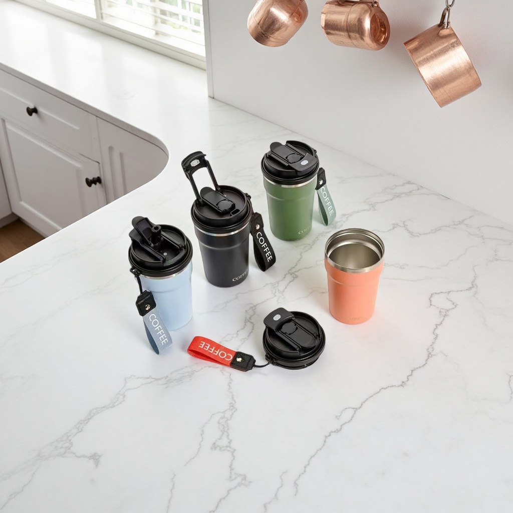 Portable coffee cup, stainless steel vacuum insulated cup, 350ml, leak-proof design, lightweight and portable Specification image
