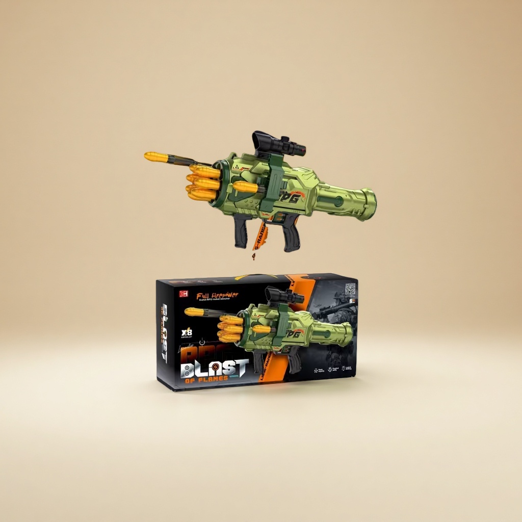 8-shot RPG rocket launcher toy gun can fire soft projectiles and simulate military toys