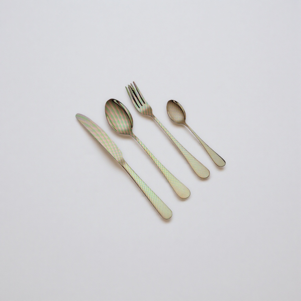 Stainless steel tableware set, three-piece knife, fork and spoon set, home, portable, travel, simple style details Picture