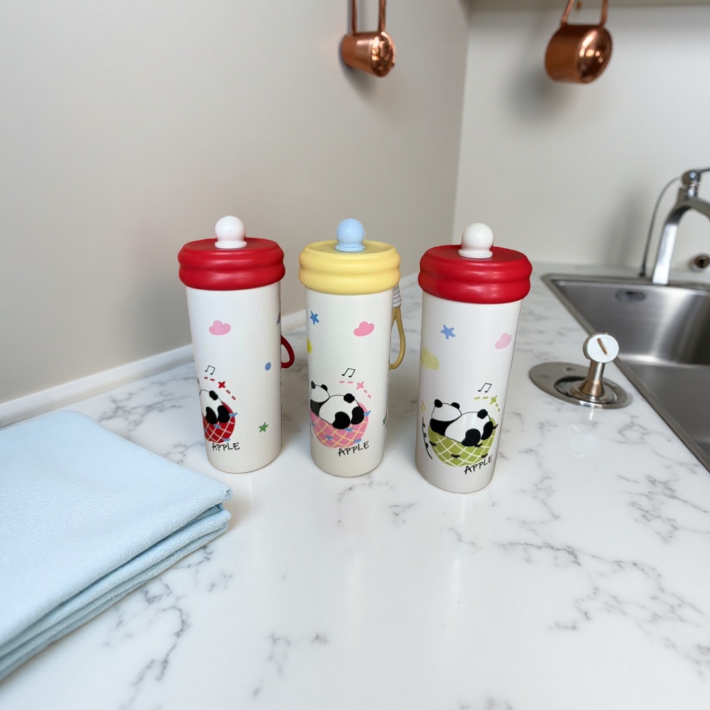 Stainless steel insulated cup, girls' ice cube straw cup, cute style household water cup with handle details Picture