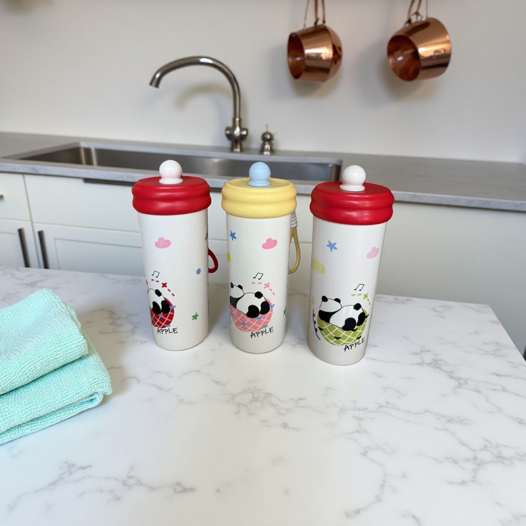 Stainless steel insulated cup, girls' ice cube straw cup, cute style household water cup with handle Specification image