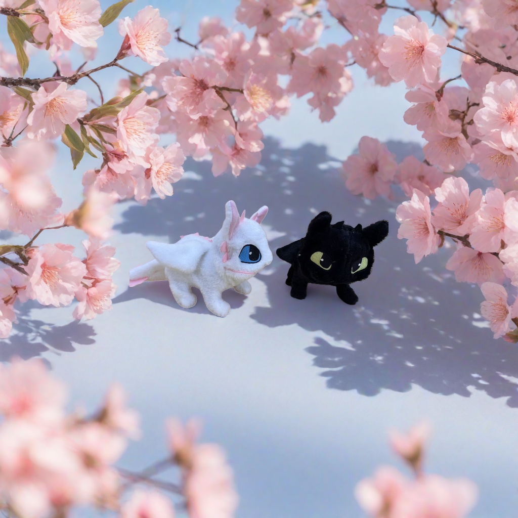 Plush toys + white dragons and black dragons