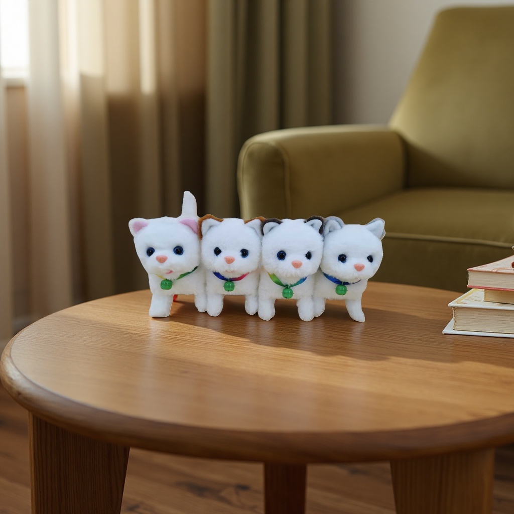 Plush toys + four white kittens details Picture