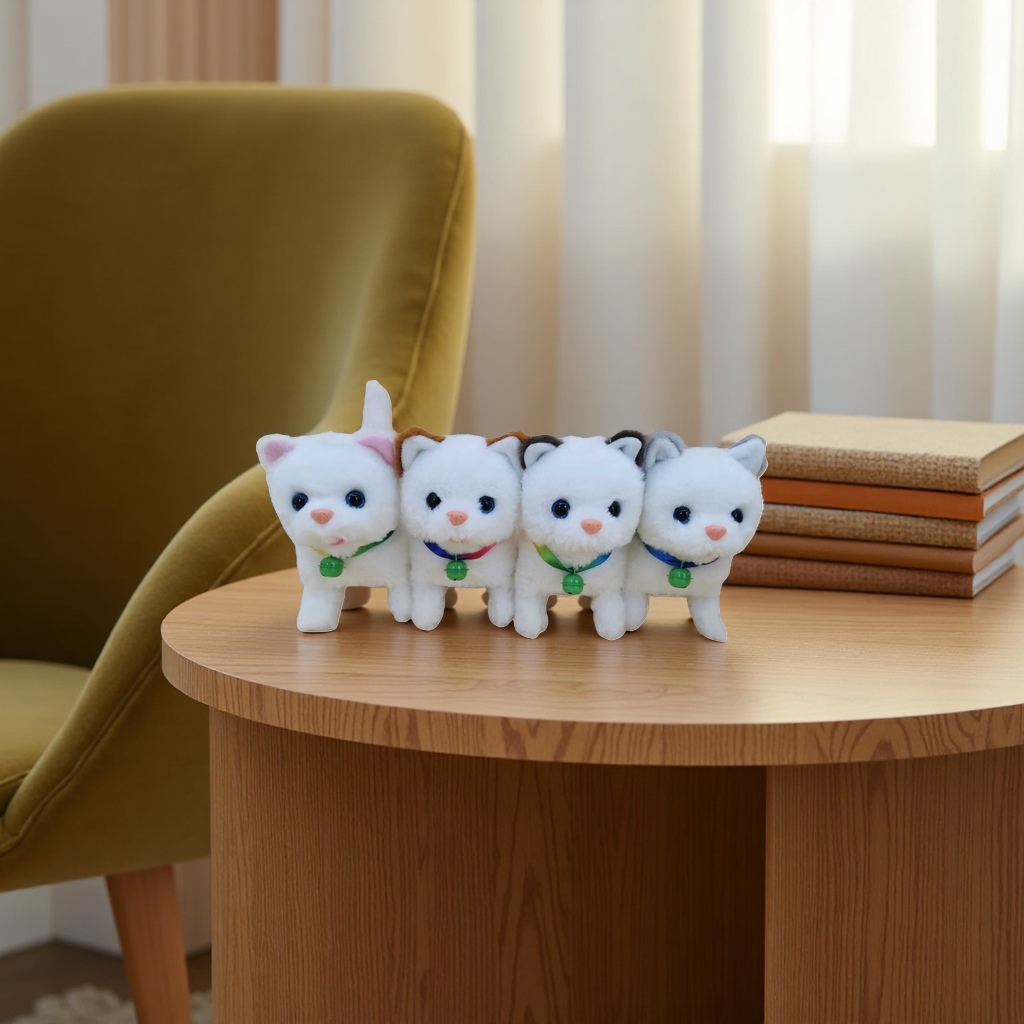 Plush toys + four white kittens Application Scenario