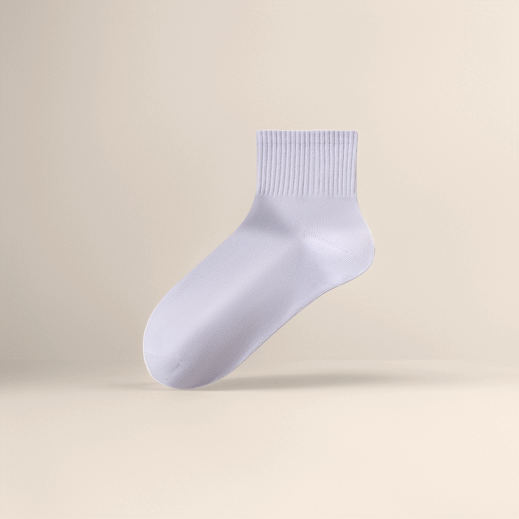 Misty purple pure cotton mid-calf socks are versatile, breathable, sweat-absorbing and anti-slip sports and casual socks for women details Picture