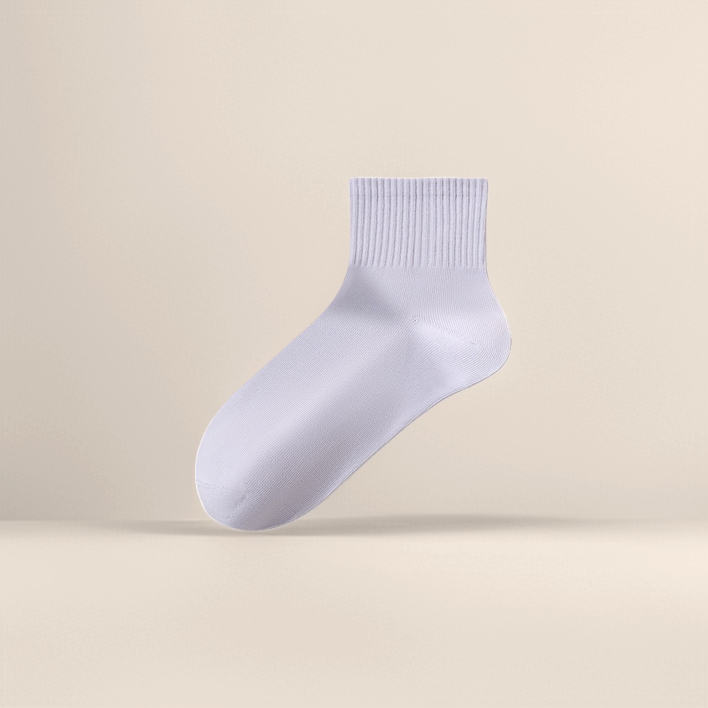 Misty purple pure cotton mid-calf socks are versatile, breathable, sweat-absorbing and anti-slip sports and casual socks for women