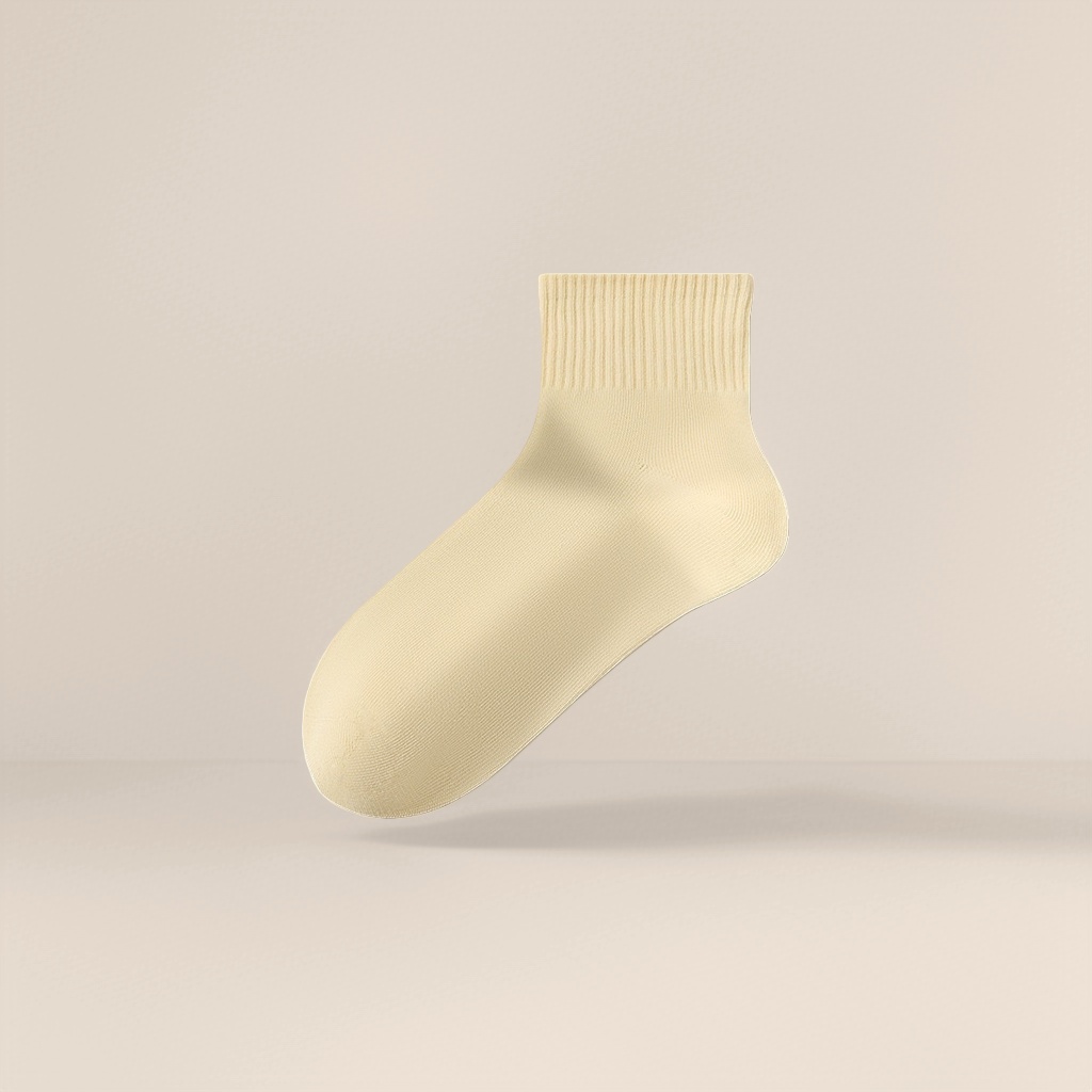 Yuanqi Yellow pure cotton mid-calf socks, a pair of versatile casual socks for women Specification image