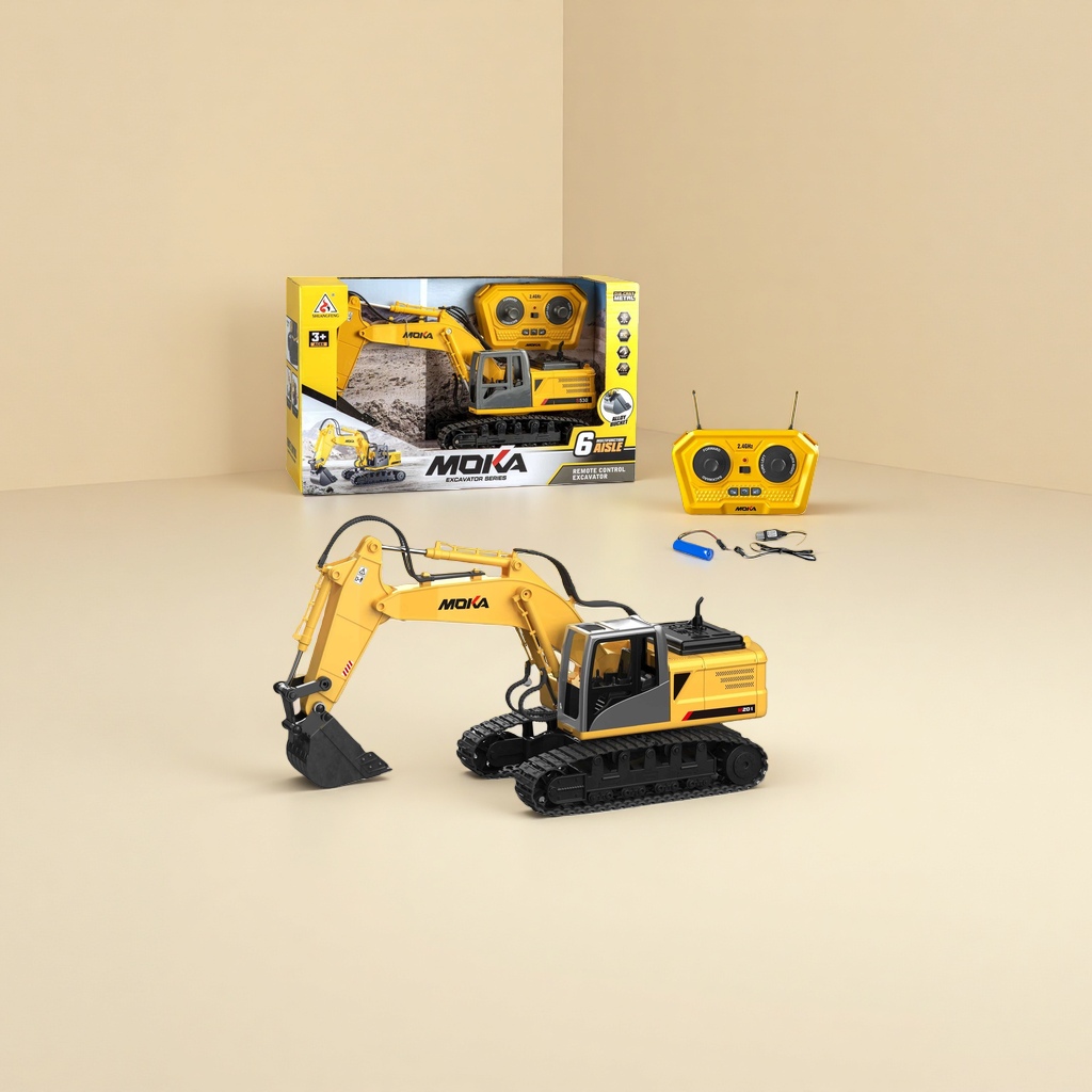 MOKA amarillo control remoto aleación excavadora modelo de juguete con control remoto accesorios details Picture