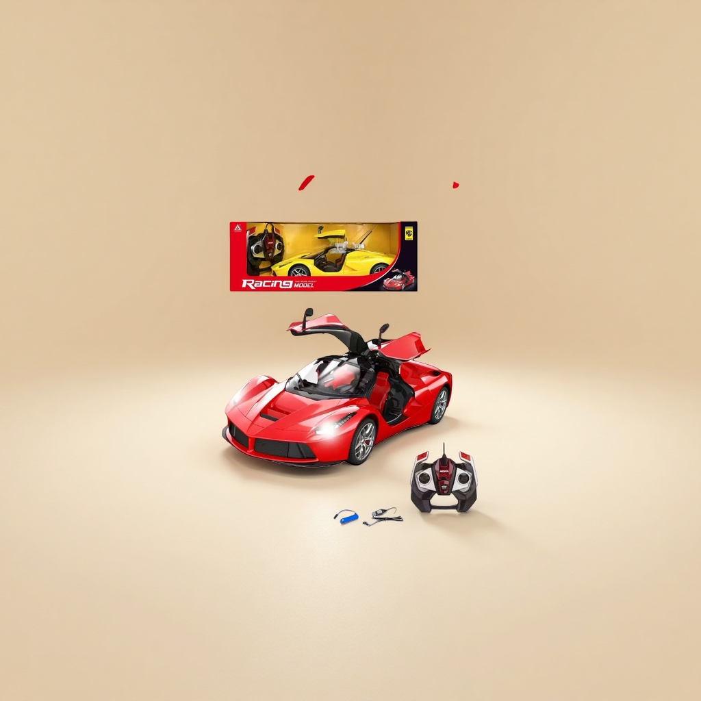Red remote-controlled sports car model, electric four-wheel drive off-road rechargeable high-speed toy car Application Scenario