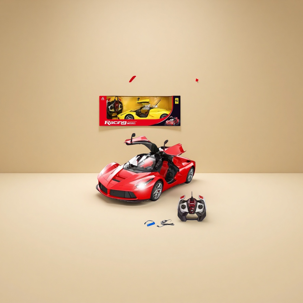 Red remote-controlled sports car model, electric four-wheel drive off-road rechargeable high-speed toy car Specification image