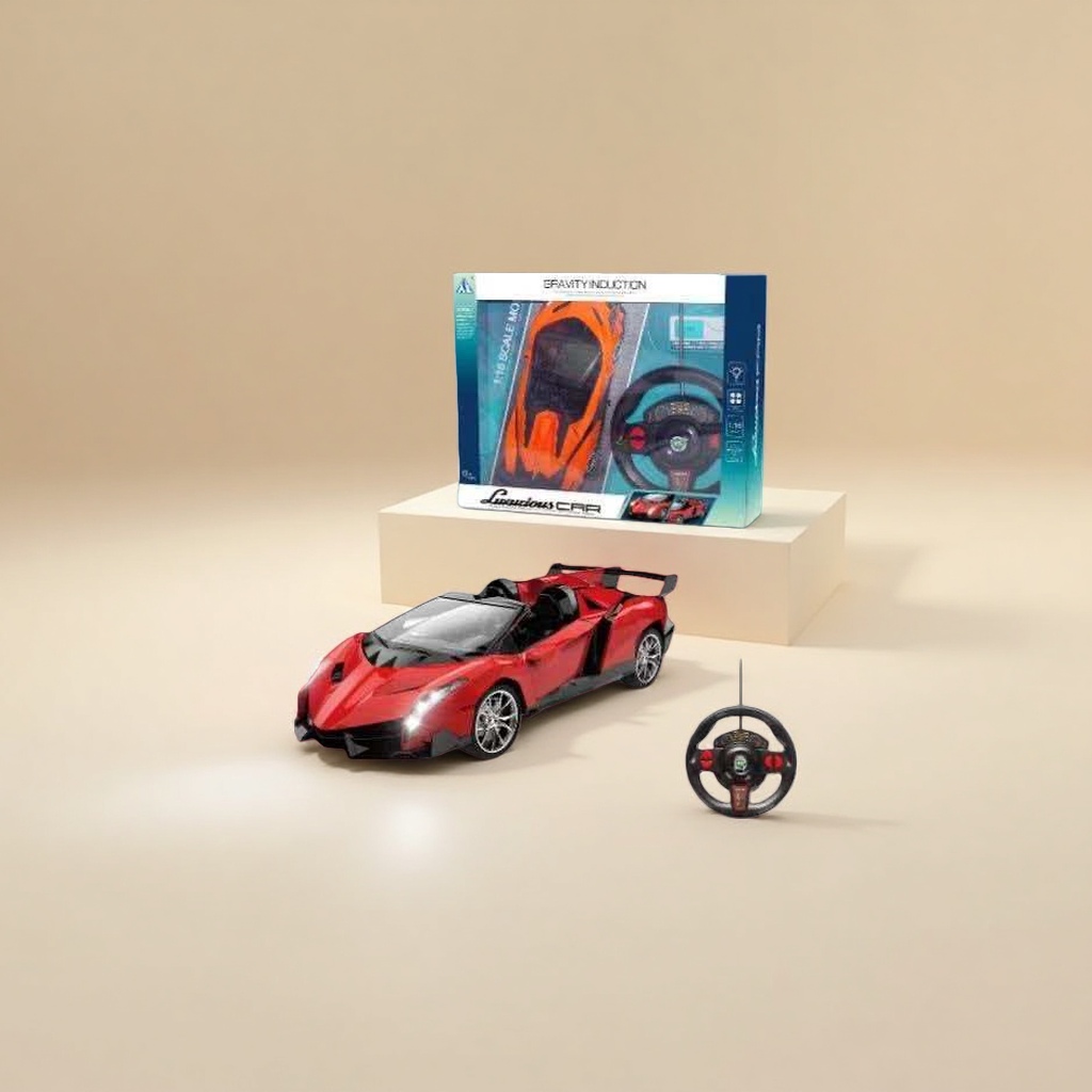 Red remote control sports car model, remote control car 2.4G four-wheel drive off-road alloy toy car details Picture