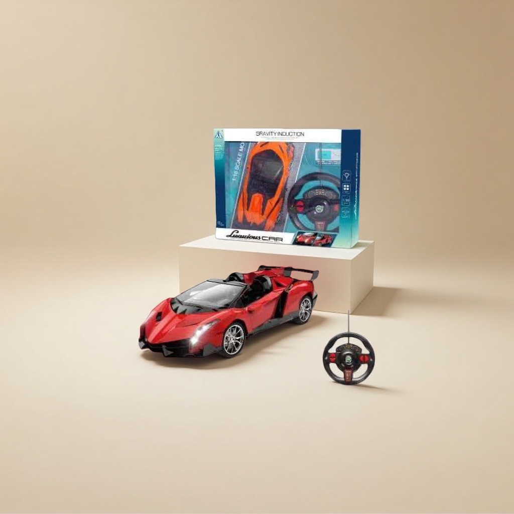 Red remote control sports car model, remote control car 2.4G four-wheel drive off-road alloy toy car Specification image