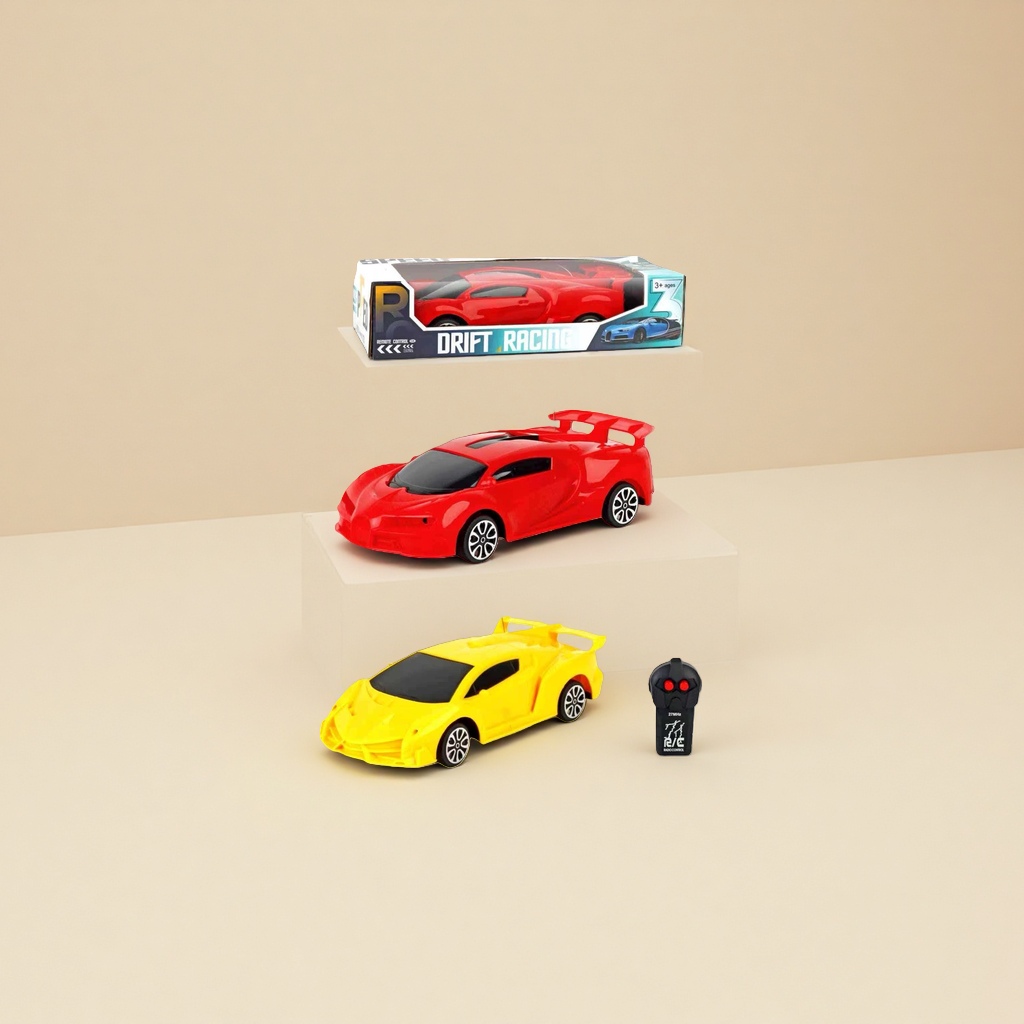 Red and yellow remote control racing car model, Jiaqi brand remote control racing car 1:16 alloy body with packaging box