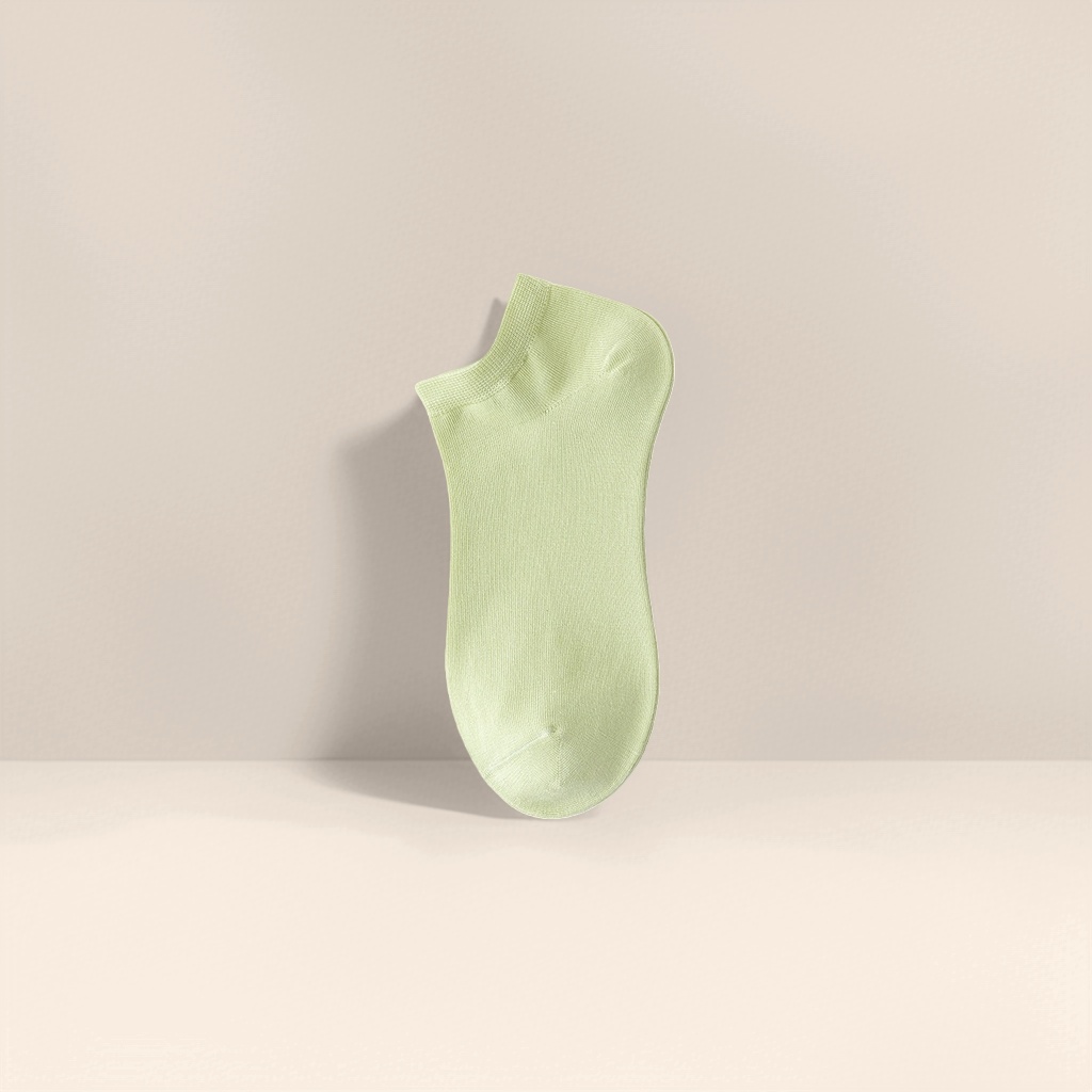 Light green pure cotton short socks for both men and women, sweat-absorbing and breathable sports and casual wear details Picture