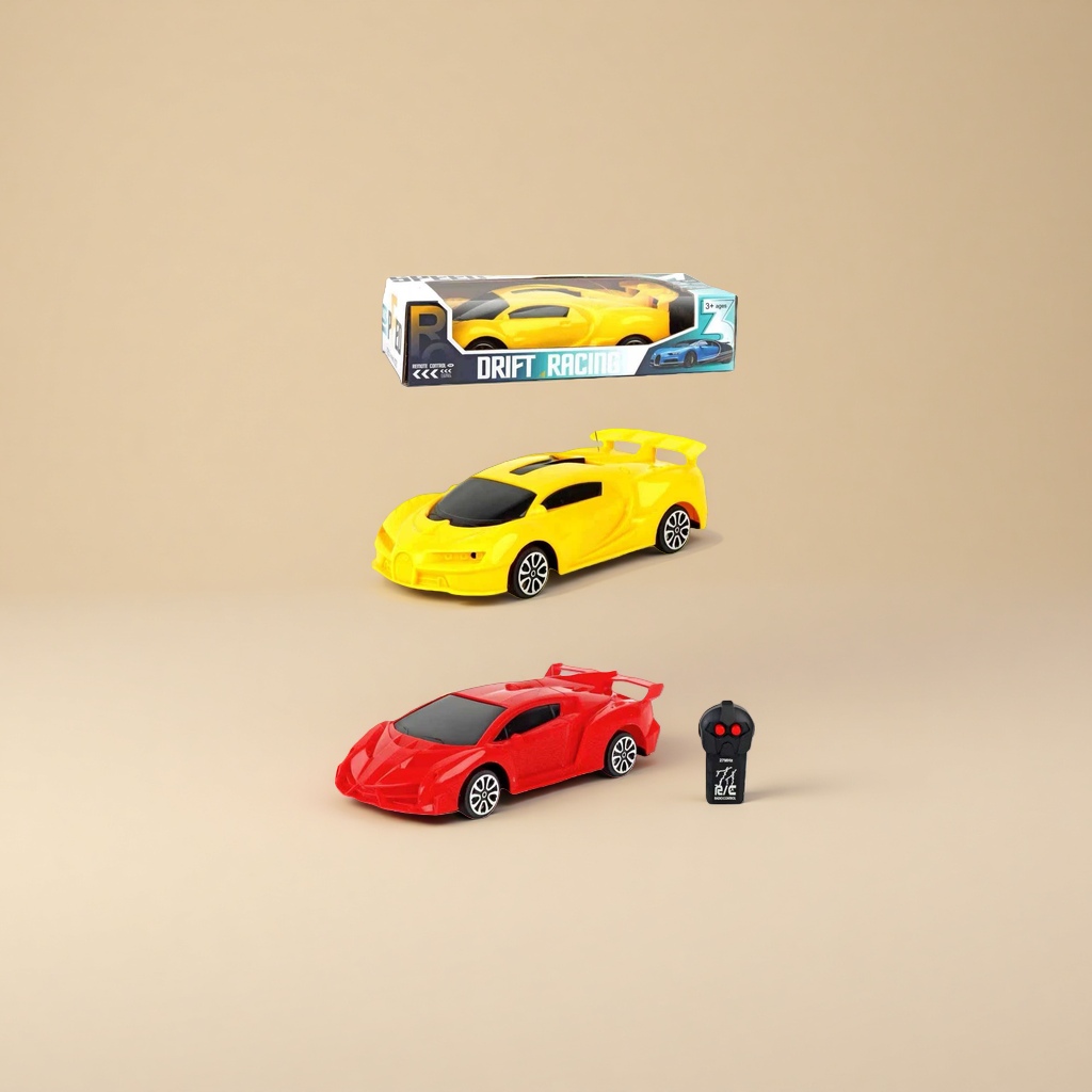 Yellow and red remote control racing car model, Jiaqi brand remote control racing car 1:24 alloy body with packaging box details Picture