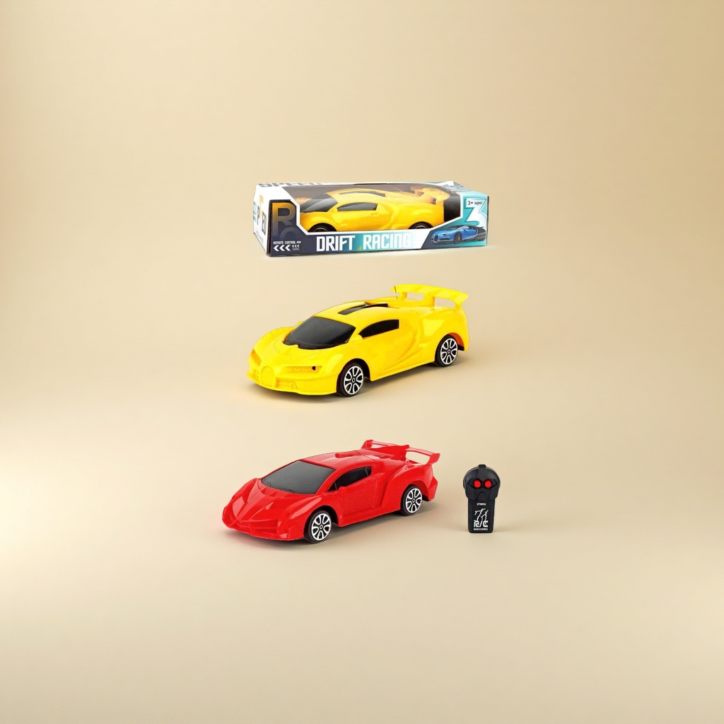 Yellow and red remote control racing car model, Jiaqi brand remote control racing car 1:24 alloy body with packaging box Specification image