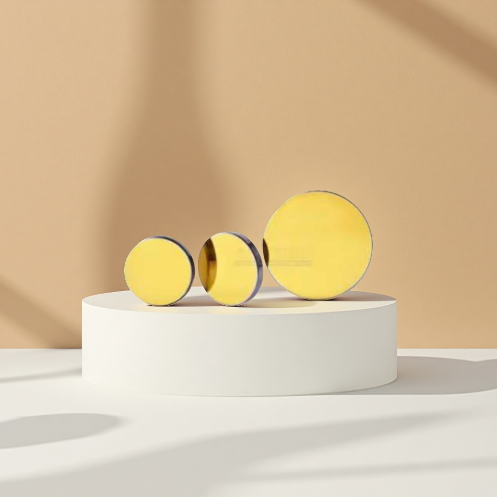 Circular golden laser reflective lens, high-precision optically coated lens